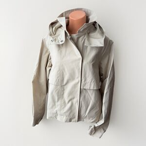 CALIA By Carrie Underwood Crop Trench Coat Jacket Size L New Beige Hooded